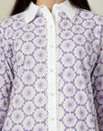 Purple Pure Cotton Shirt With Trousers Co-Ords