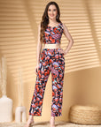Multi Printed Pure Cotton Top With Blazer & Trousers Co Ord
