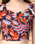 Multi Printed Pure Cotton Top With Blazer & Trousers Co Ord