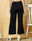 Women Black Solid Pleated Trouser