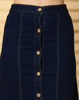 Women Denim Stretchable Midi Skirt