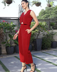 V-Neck Coat With Trousers Co-Ords red