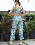 Printed Top With Trousers Co-Ord Set blue