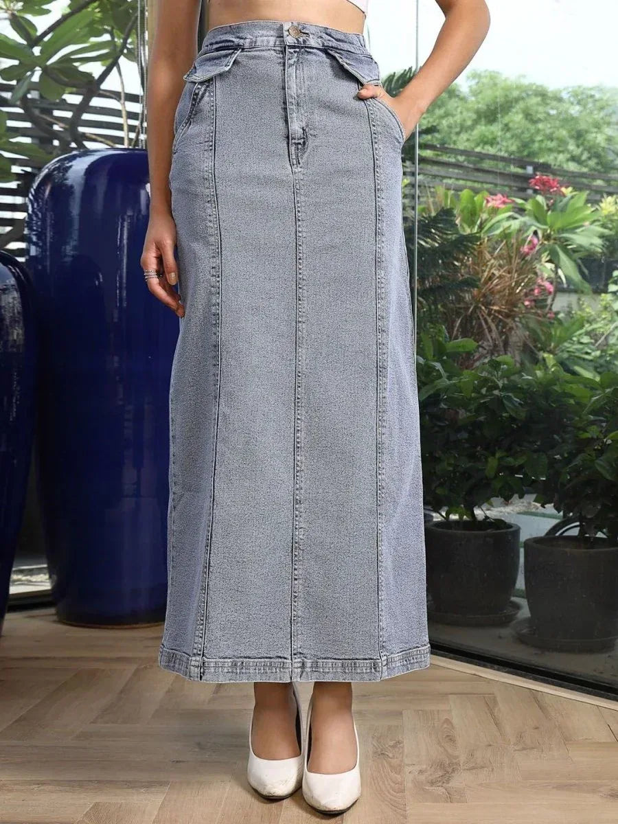 A-Line Maxi Skirt light-blue - CINK