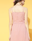 CINK Peach Solid Pleated Dress