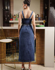 Shoulder Strap Neck Cotton Top With Skirt Co-Ords light-blue