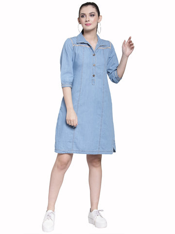 Blue Denim A-Line Dress