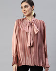 CINK Tie-Up Neck Accordion Pleats Top