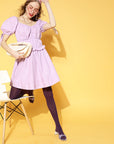 Lavender Solid Ruffled Dress