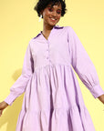 Women Alluring Lavender Solid Sweetheart Neck Dress