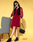 Women Charming Maroon Solid Volume Play Dress