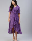 CINK Women Purple Animal Maxi Dress