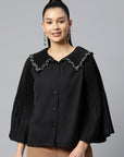Black Buttoned Top Style Top