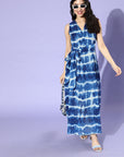 Women Blue Floral Tie and Dye Dress