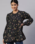 Floral Print Georgette Longline Top