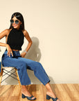 Women Stunning Blue Straight Fit Stretchable Jeans