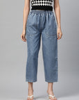 Women Blue Regular Fit Light Fade Cropped Stretchable Jeans