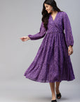 Purple Animal Midi Dress