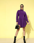 Women Purple Solid Shirt Dress