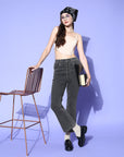 Women Beautiful Charcoal Regular Fit Cropped Jeans