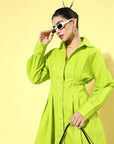 Women Green Solid Shirt Dress