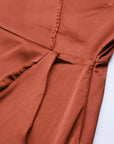 Women Rust Orange Satin Finish Solid Maxi Wrap Dress