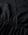 Black Accordion Pleated Wrap Dress