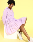 Women Alluring Lavender Solid Sweetheart Neck Dress