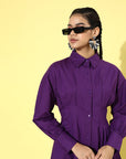 Women Purple Solid Shirt Dress