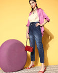 Women Stylish Blue High-Rise Regular Fit Cropped Stretchable Jeans