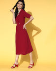 Women Charming Maroon Solid Volume Play Dress