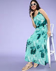 Women Green Floral Tiered Dress