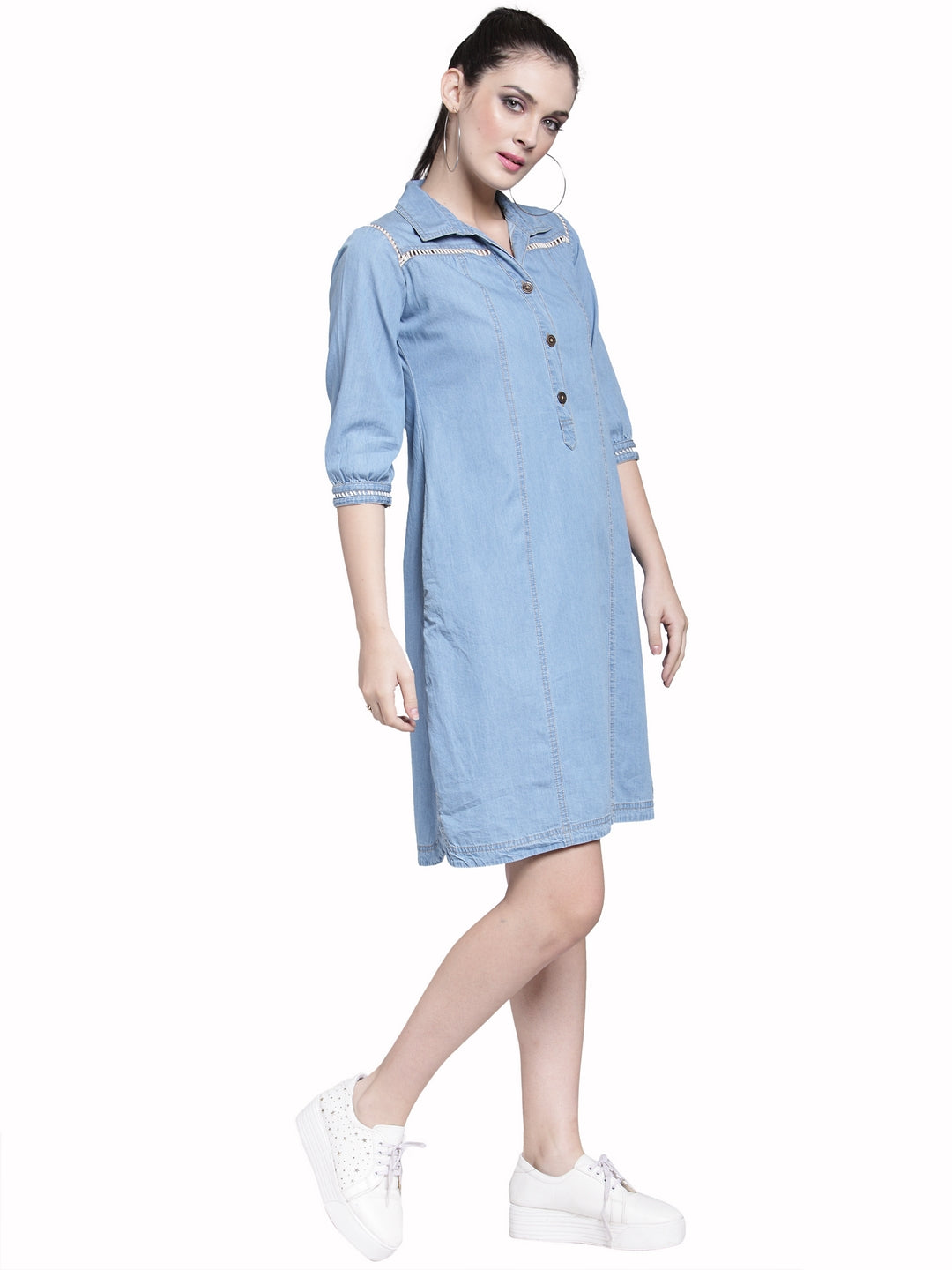 Blue Denim A-Line Dress