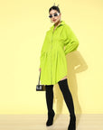 Women Green Solid Shirt Dress