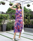 Printed Fit & Flare Midi Dress purple