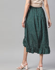 CINK Women Green  White Polka Dots Printed Midi Wrap Skirt