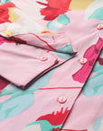 Women Pink Floral Printed Casual Buttoned Top