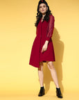 Women Charming Maroon Solid Volume Play Dress