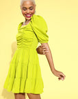 Women Gorgeous Lime Green Solid Sweetheart Neck Dress