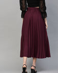 CINK Burgundy Accordion Pleated A-Line Skirt