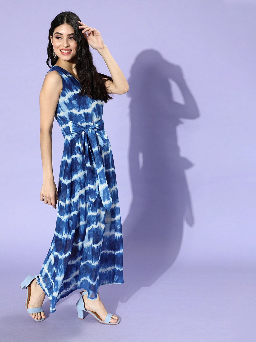 Women Blue Floral Tie and Dye Dress – CINK