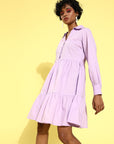 Women Alluring Lavender Solid Sweetheart Neck Dress