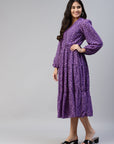 Purple Animal Midi Dress