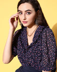 Women Floral Printed Casual Buttoned Top