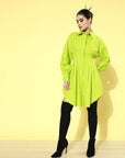 Women Green Solid Shirt Dress
