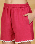 Red Solid Cotton Shirt With Sord Co-Ords