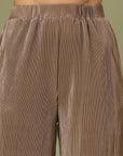 Brown Solid V-Neck Top With Trouser Co-Ords