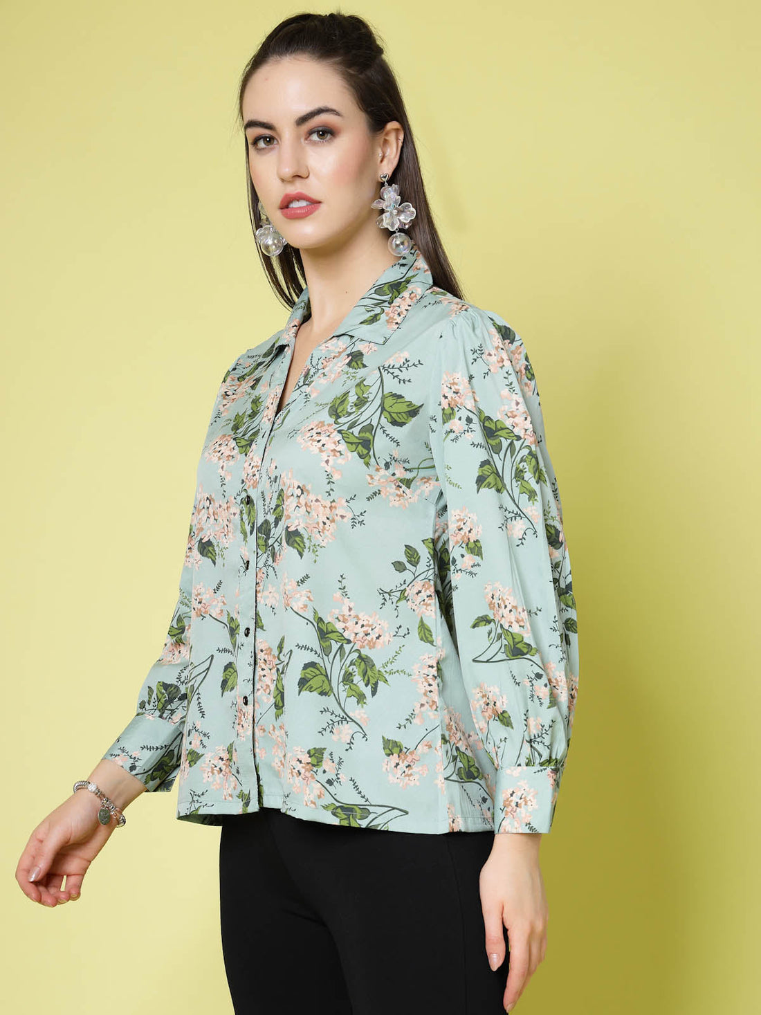 Floral Printed Casual Buttoned Top