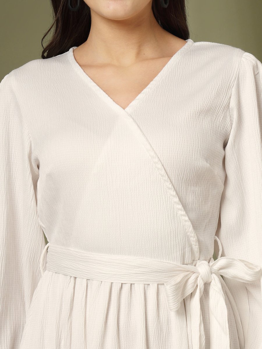 Women Fit &amp; Flare Midi Wrap Dress