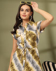 Women Tie and Dye Printed A-Line Midi Dress